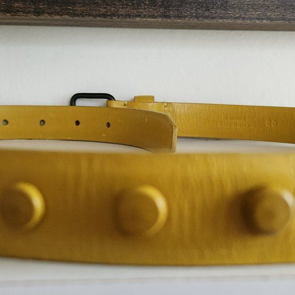 Jil Sander Genuine soft Leather saffron yellow studded belt Sz 80 Italy - Picture 10 of 10